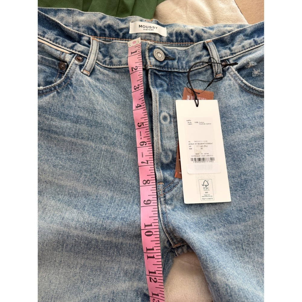 Moussy Vintage MV Belmont Straight Jeans Light Blue Distressed 30 540GSC11-2180 - Picture 8 of 9